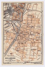 1910 Antique City Map Of Heilbronn / Baden Wuerttemberg / Germany - £17.09 GBP