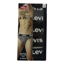 Levi&#39;s Men Size Medium Low Rise Brief Underwear Premium Cotton 5 Pack Black - $21.28