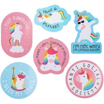 Unicorn Stickers For Decorating Laptops, Water Bottles (6 Designs, 6 Pack) - £11.35 GBP