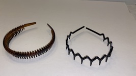 Brown Black set of 2 plastic comb teeth thin skinny headband hair band accessory - £5.62 GBP