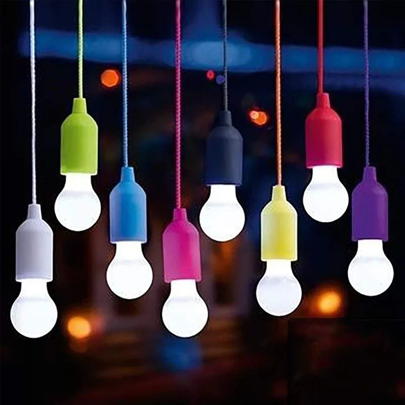 LED Hanging Light Bulb Battery Powered Colorful Pull Cord Bulbs LED Drop Lamps - £8.92 GBP+
