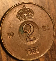 1953 Sweden 2 Ore Coin - £1.53 GBP