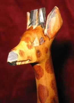 Wooden Hand Carved Painted African Giraffe Folk Art - $18.50
