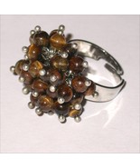 Excellent Trendy Ring with lot of Tiger Eye beads - Hand mad - $361.69 MXN
