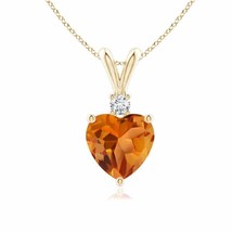 Authenticity Guarantee 
ANGARA Heart-Shaped Citrine Pendant Necklace with Dia... - £518.52 GBP