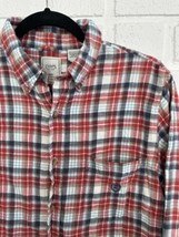 CHAPS Flannel Button Up Classic 100% Cotton Mens Medium Red White Blue - $16.65