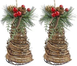 Christmas Mistletoe Decorations, Christmas Decorations Rattan Pendant 7&quot; Two Pcs - £11.89 GBP