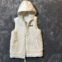 Patagonia Fleece Vest Womens Small White Reversible Hooded Worn Wear Minimalist - £16.19 GBP