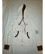 Volcom Womens Dinosaur Spider Web graphic Design WHITE &amp; BROWN JACKET Small - $25.10 CAD