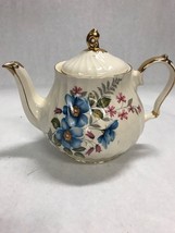 Tea Teapot SADLER 2118 flowers gold detail 9 inch VINTAGE dining China - £38.09 GBP