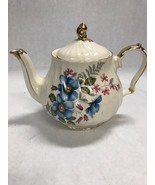 Tea Teapot SADLER 2118 flowers gold detail 9 inch VINTAGE dining China - £37.27 GBP