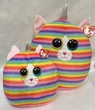 TY Squish-a-Boos 2 Pack: HEATHER Pastel Striped Cat Pillow Plush, 10&quot; &amp; 14&quot;, New - $20.00