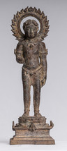 Antico Indonesiano Stile Bronzo Giavanese Devotee Di Statua Buddha - 27cm/27.9cm - £1,381.09 GBP