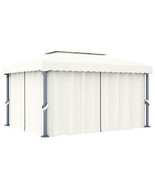 vidaXL Cream White Aluminum Gazebo 13.1&#39; x 9.8 ft with Curtain Patio Out... - $669.49
