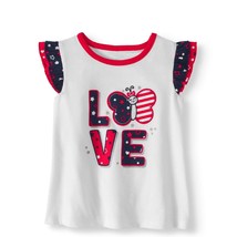 Walmart Brand Baby Girls Flutter Sleeve Shirt Size 3-6 Months LOVE Butte... - £7.39 GBP