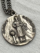 Sterling Silver St Saint Genesius Necklace With Chain Vintage 925 &amp; Lapel Pin - £22.88 GBP