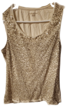 Coldwater Creek Shimmer Sequin Tank Top - Size M, Beige, Stretchy Holiday Party - £10.18 GBP