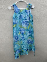 Womens My Michelle Dress Size 10 Blue Floral High Low Sleeveless - $6.77