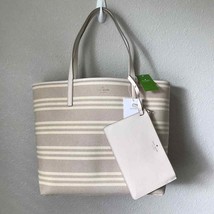 Kate Spade Arch Place Mya Fabric Pebbled Leather Reversible Stripe Tote NWT - £123.70 GBP