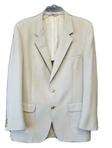 Lake Loon Raleigh&#39;s Sport Coat Jacket beige Mens size 42 gold buttons vintage - £23.59 GBP