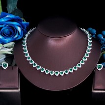 Authenticity Guarantee 
12Ct Heart Cut Simulated Green Emerald Necklace 14K W... - £878.68 GBP