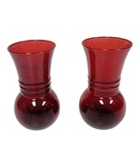 Anchor Hocking Royal Ruby Red Bud Vase Set 6 3/4&quot; Ribbed Neck Romantic 3... - £16.67 GBP