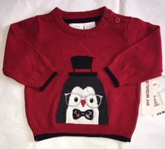 NEW Koala Kids Red Top Hat Penguin Sweater 0-3 Months Red - £11.95 GBP