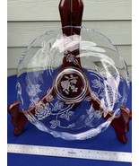 Heisey Rose sandwich plate 14", etched, cupped edge on Waverly blank, ve... - $29.69