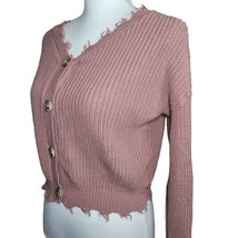 Moon &amp; Madison Sweater Knit Cropped Cardigan Pink Blush Buttons Womens M... - £14.03 GBP