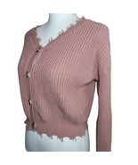 Moon &amp; Madison Sweater Knit Cropped Cardigan Pink Blush Buttons Womens M... - £13.86 GBP