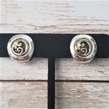 Vintage Clip On Earrings - Small Magnetic Silver Tone, Black &amp; Gold Tone Design - £11.25 GBP