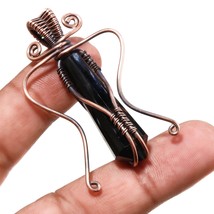 Black Spinel Faceted Handmade Copper Wire Wrap Gift Pendant Jewelry 2.10" SA 983 - £3.18 GBP
