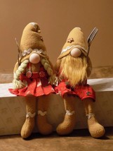 Christmas Stuffed Plush Mr &amp; Mrs Gingerbread W Fork/Spoon Gnomes Lot Of 2 - $29.70