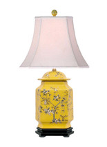 Yellow Hexagonal Jar Floral Motif Table Lamp 25&quot; - £245.56 GBP