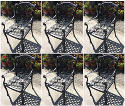 Outdoor dining chairs set of 6 cast aluminum patio furniture rust free - £1,341.86 GBP