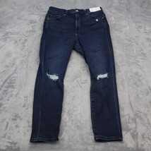 Express Pants Womens 10 Dark Blue Denim Skinny Super High Rise Distressed Jeans - £21.76 GBP