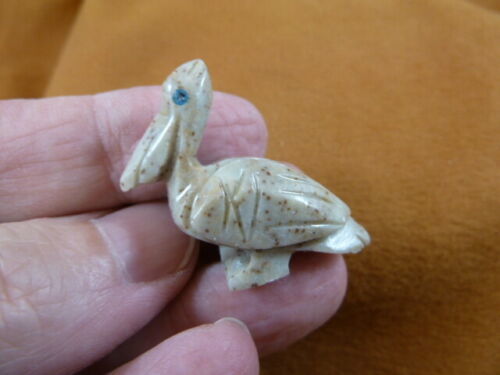y-bir-pe-29) white red Pelican carving FIGURINE gem SOAPSTONE PERU love ... - $8.59