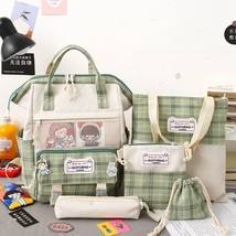 5-Pcs/Set Women Backpacks Bookbag For Teenage Shoulder Bag Fashion Girl School B - £40.61 GBP