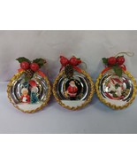 Santa Mrs Claus Glass Ball Ornament Rocking Horse Indented Vintage - $49.95