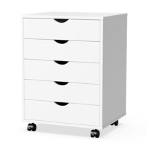 Sweetcrispy 5-Drawer Chest: Mobile Wood Dresser - £80.71 GBP