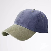Pigment Dyed Baseball Ball Cap Washed 2Two Tone Cotton Vintage Hat Blue ... - $25.99 CAD