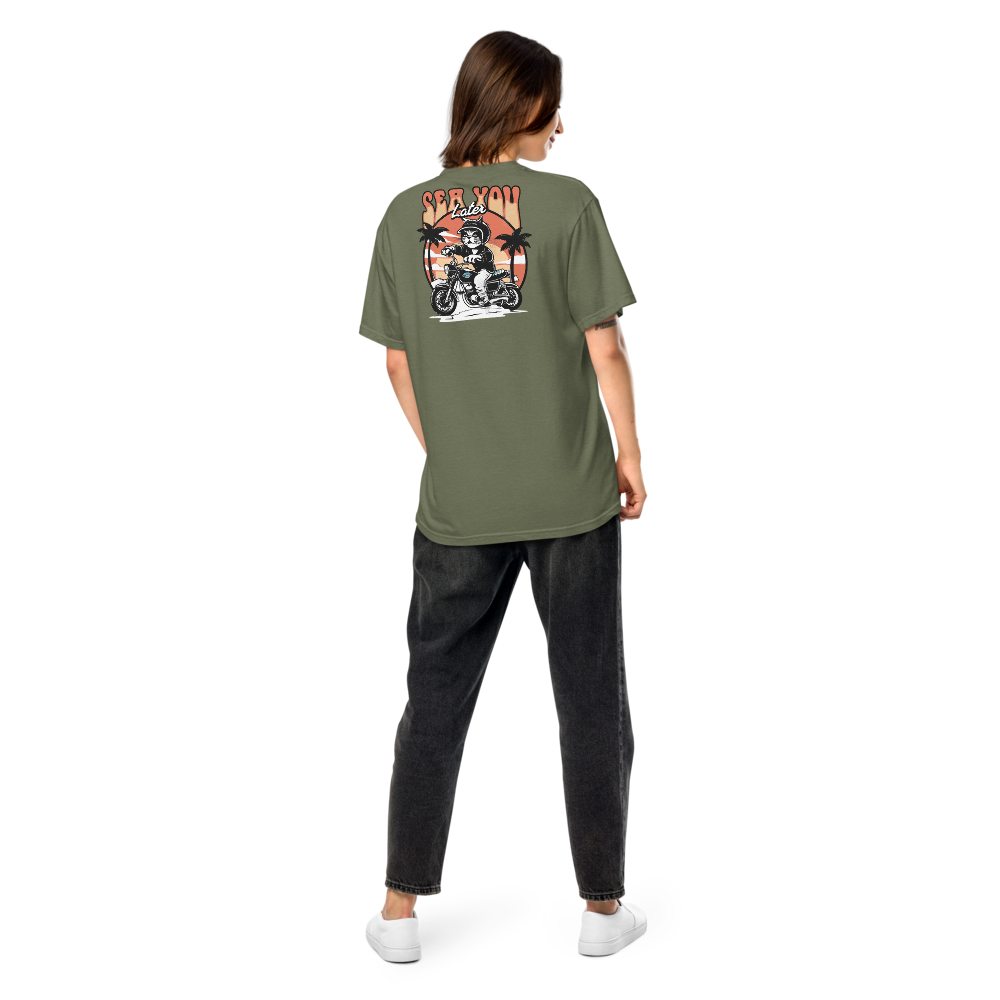 Unisex Garment-Dyed Heavyweight T-Shirt – Sea You Back Print (Moss) - $59.99