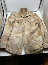 Vintage 1980s Suede Leather Crochet Patchwork Coat Jacket Sz L Large Brown - $158.93 CAD