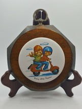 Vtg. Jerry Schultz Co. Wood &amp; Ceramic Wall Plaque Couple &quot;Riding Along Together&quot; - £8.02 GBP