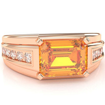 Men&#39;s Citrine Diamond Channel Ring In Solid 14k Rose Gold - £720.85 GBP