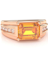 Men&#39;s Citrine Diamond Channel Ring In Solid 14k Rose Gold - $1,224.23 CAD