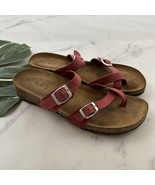 Bio Gold Womens Wedge Sandals Size 9 Pink Suede Double Strap Footbed Italy - $48.73 CAD