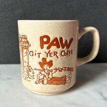 Vintage Paw Git Yer Coffe Mug - Hillbilly Coffee Cup Speckled Tan - Japan - $14.20