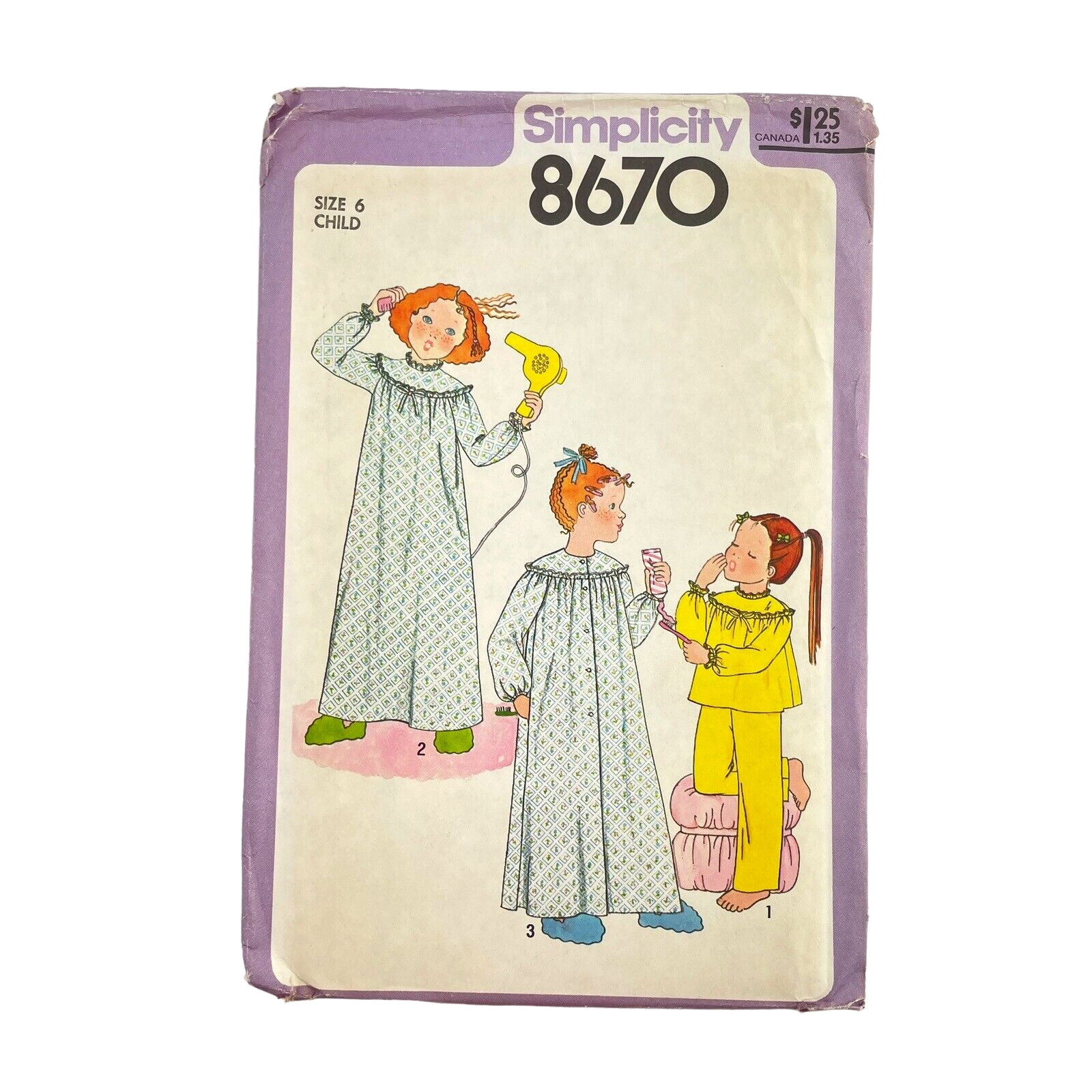 Simplicity Sewing Pattern Children's Robe Nightgown Pajamas No. 8670 - £14.40 GBP