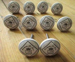 10 DRAWER PULLS GIN KNOBS HOME BAR DECOR ROUND CABINET KITCHEN GIFT HOUS... - $17.99